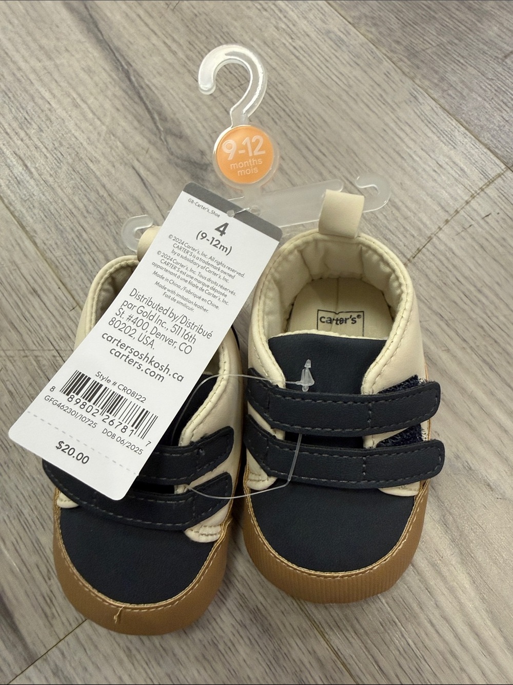 Carter's Navy, Tan and Cream Baby Walker Sneakers